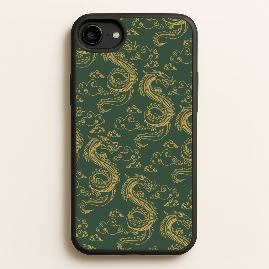 Green And Gold Dragon Pattern - Dragon Patterns Phone Case for iPhone 6 / 7 / 8 / SE