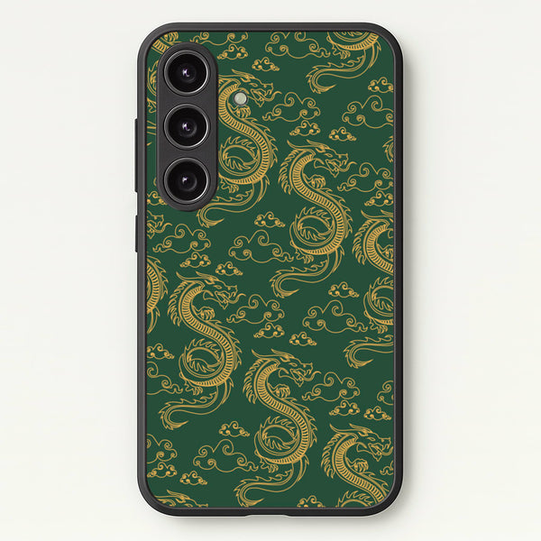 Green And Gold Dragon Pattern - Dragon Patterns Phone Case for Galaxy S24FE