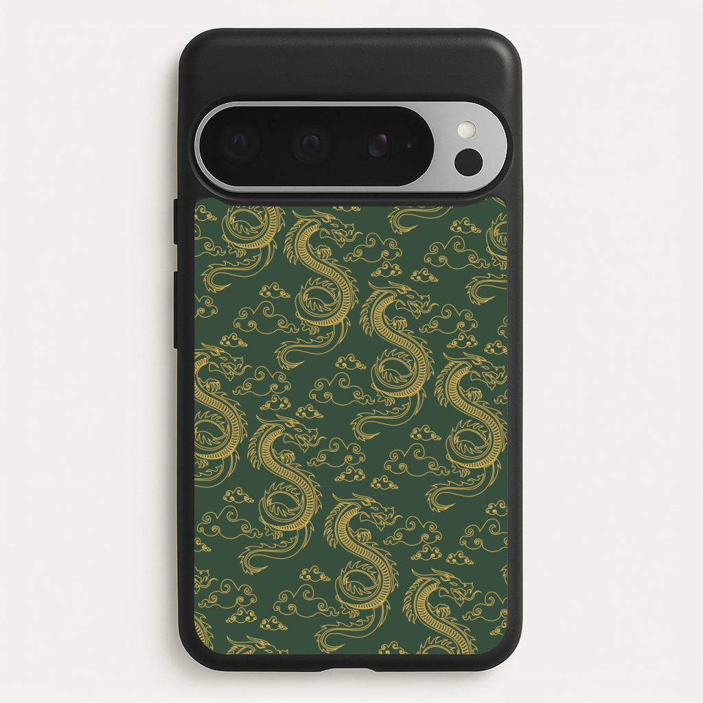 Green And Gold Dragon Pattern - Dragon Patterns Phone Case for Google Pixel 9 Pro XL