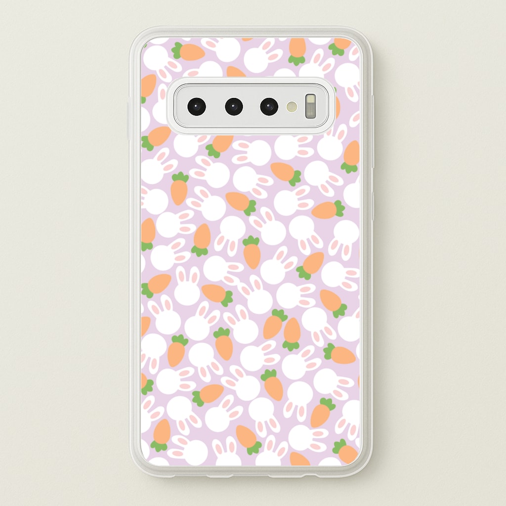 Rabbits And Carrots - Easter Patterns - Easter Phone Case for Galaxy S10 Plus