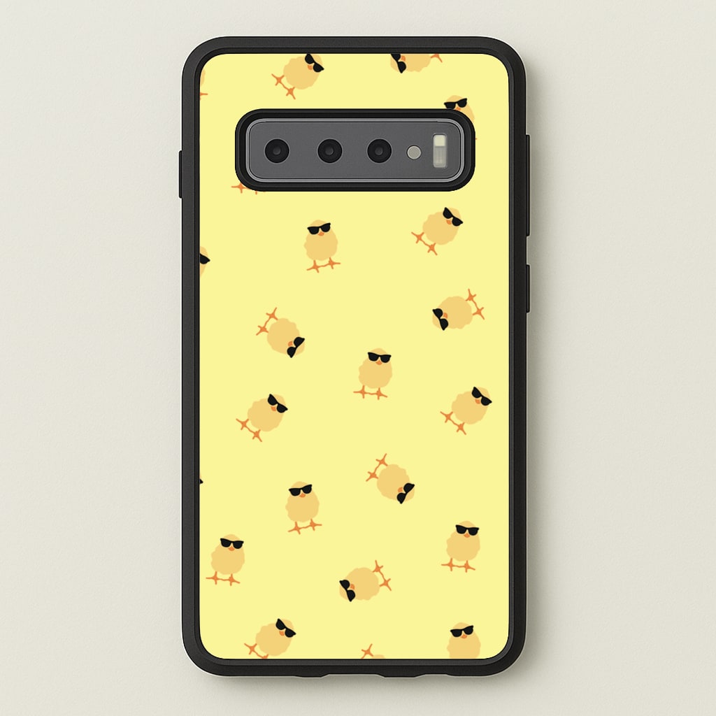 Chicks With Sunglasses Pattern - Easter Phone Case for Galaxy S10 Plus