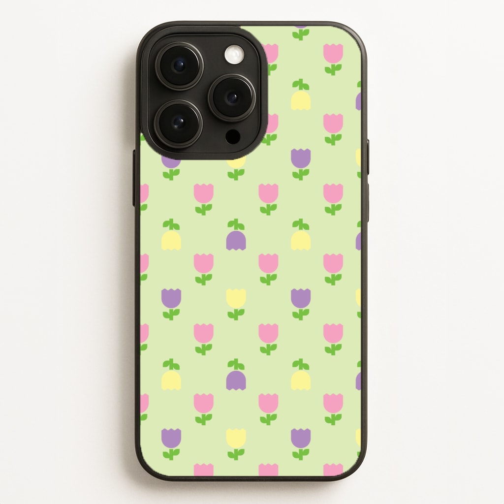Pastel Tulips Pattern - Easter Phone Case for iPhone 16 Pro Max