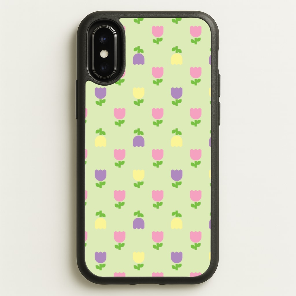 Pastel Tulips Pattern - Easter Phone Case for iPhone X / XS