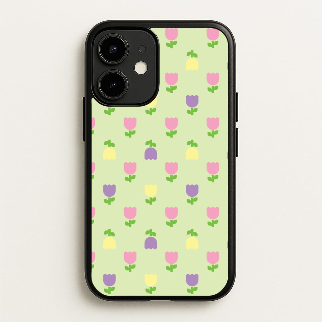 Pastel Tulips Pattern - Easter Phone Case for iPhone 12 Mini