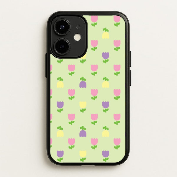 Pastel Tulips Pattern - Easter Phone Case for iPhone 12 Mini