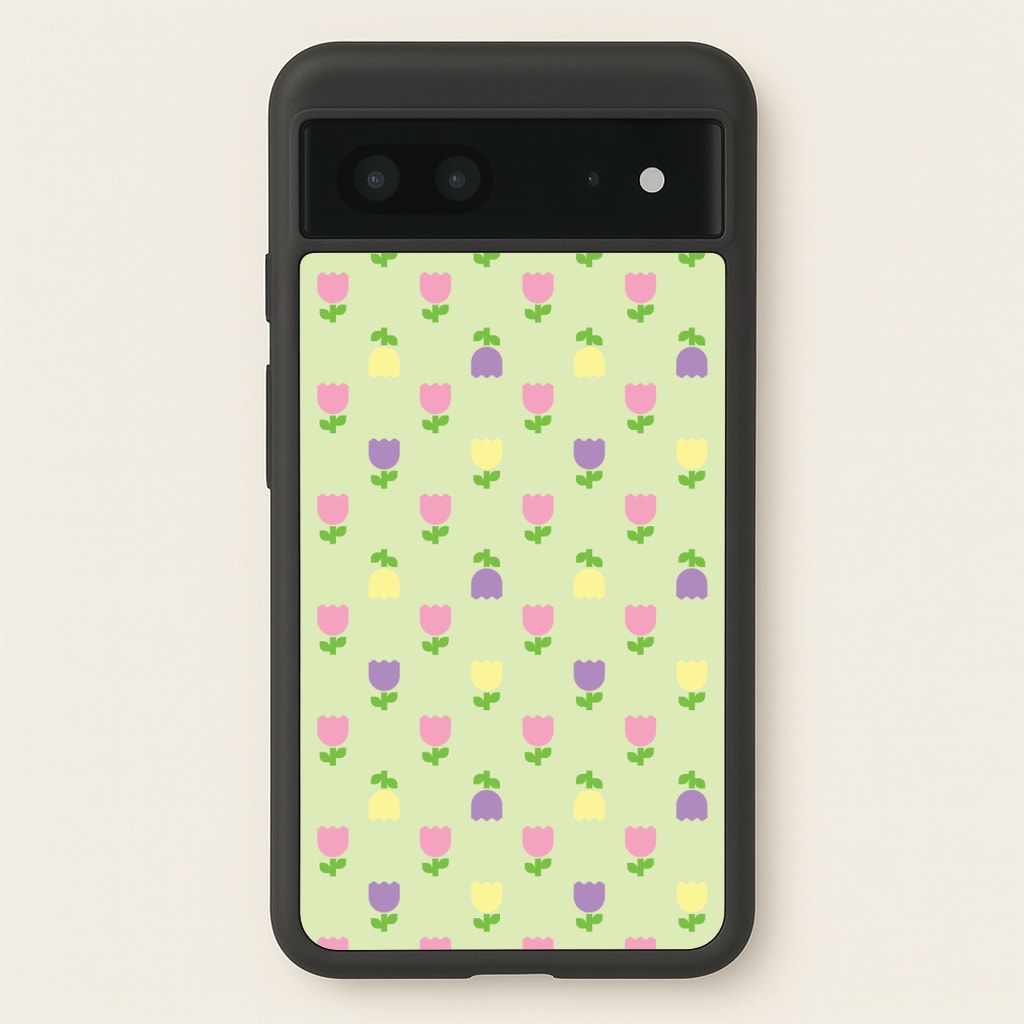 Pastel Tulips Pattern - Easter Phone Case for Google Pixel 7