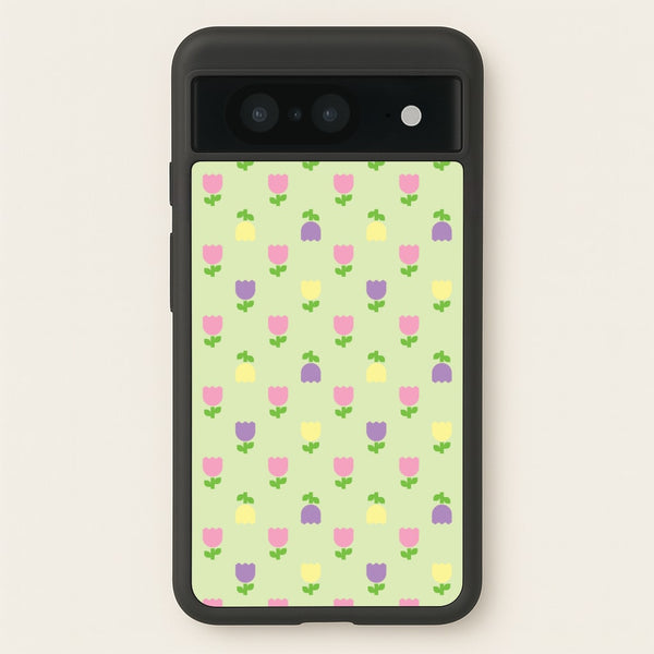 Pastel Tulips Pattern - Easter Phone Case for Google Pixel 8