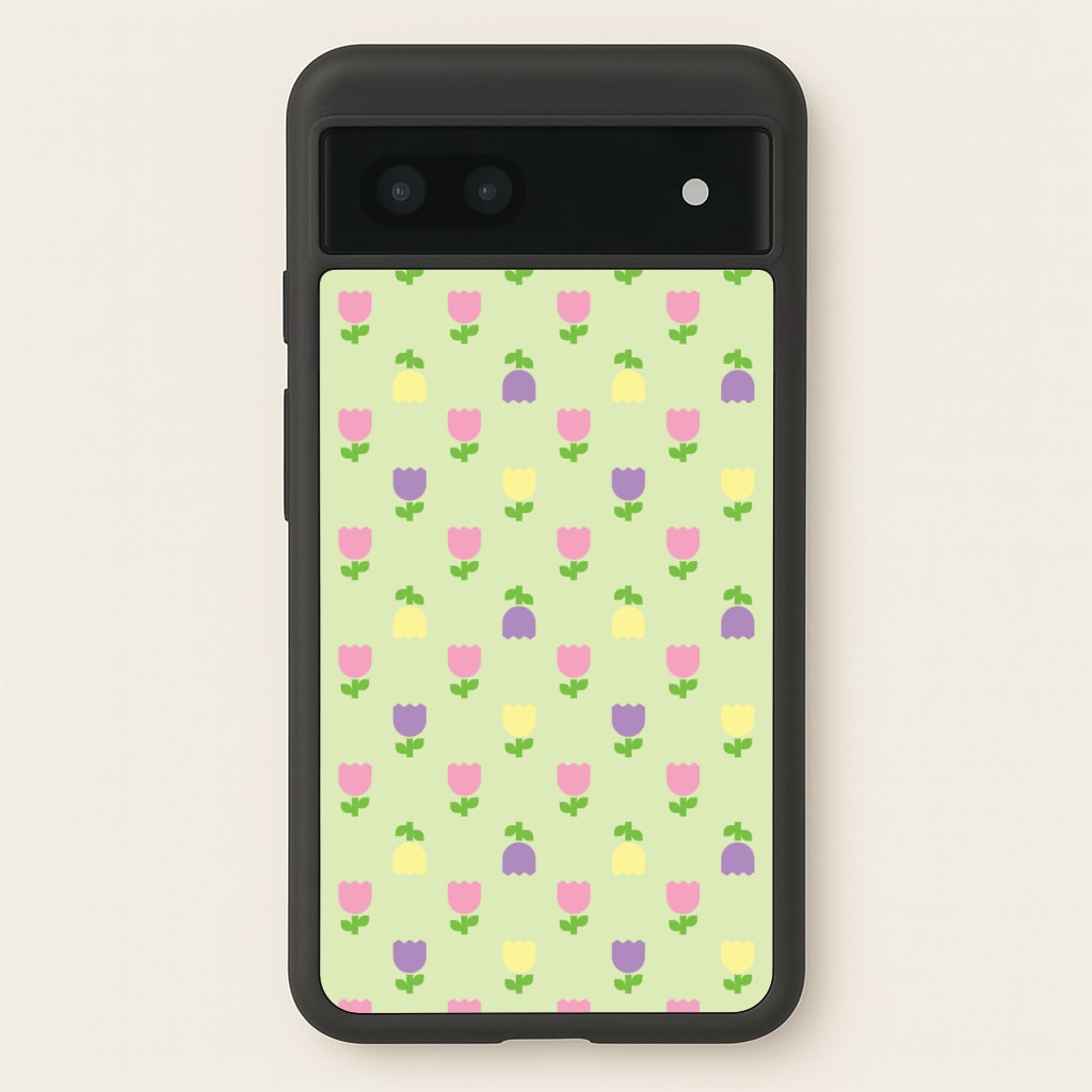 Pastel Tulips Pattern - Easter Phone Case for Google Pixel 7a