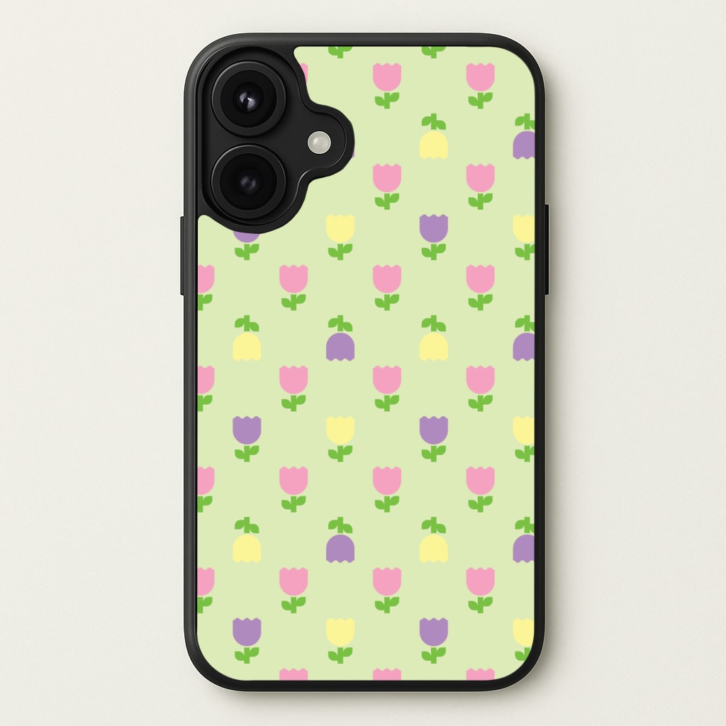 Pastel Tulips Pattern Phone Case for iPhone 17