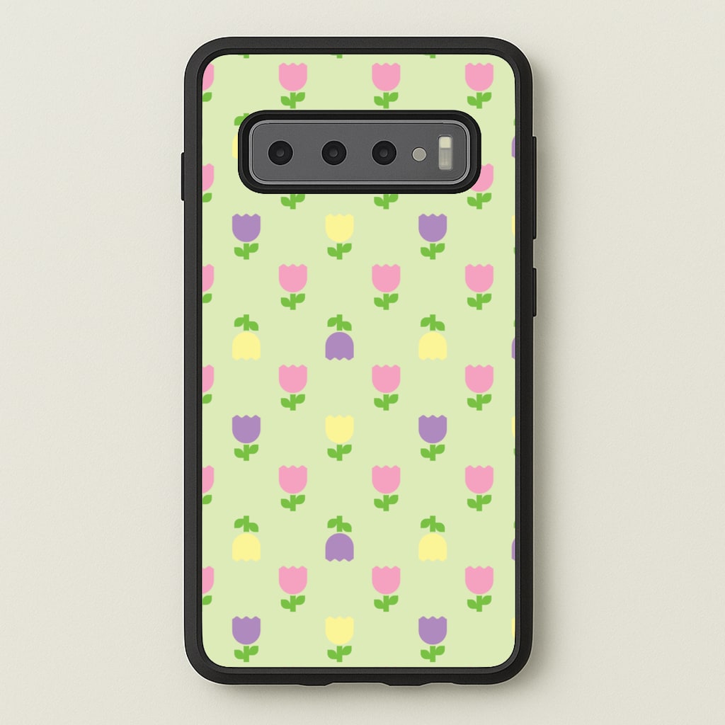 Pastel Tulips Pattern - Easter Phone Case for Galaxy S10