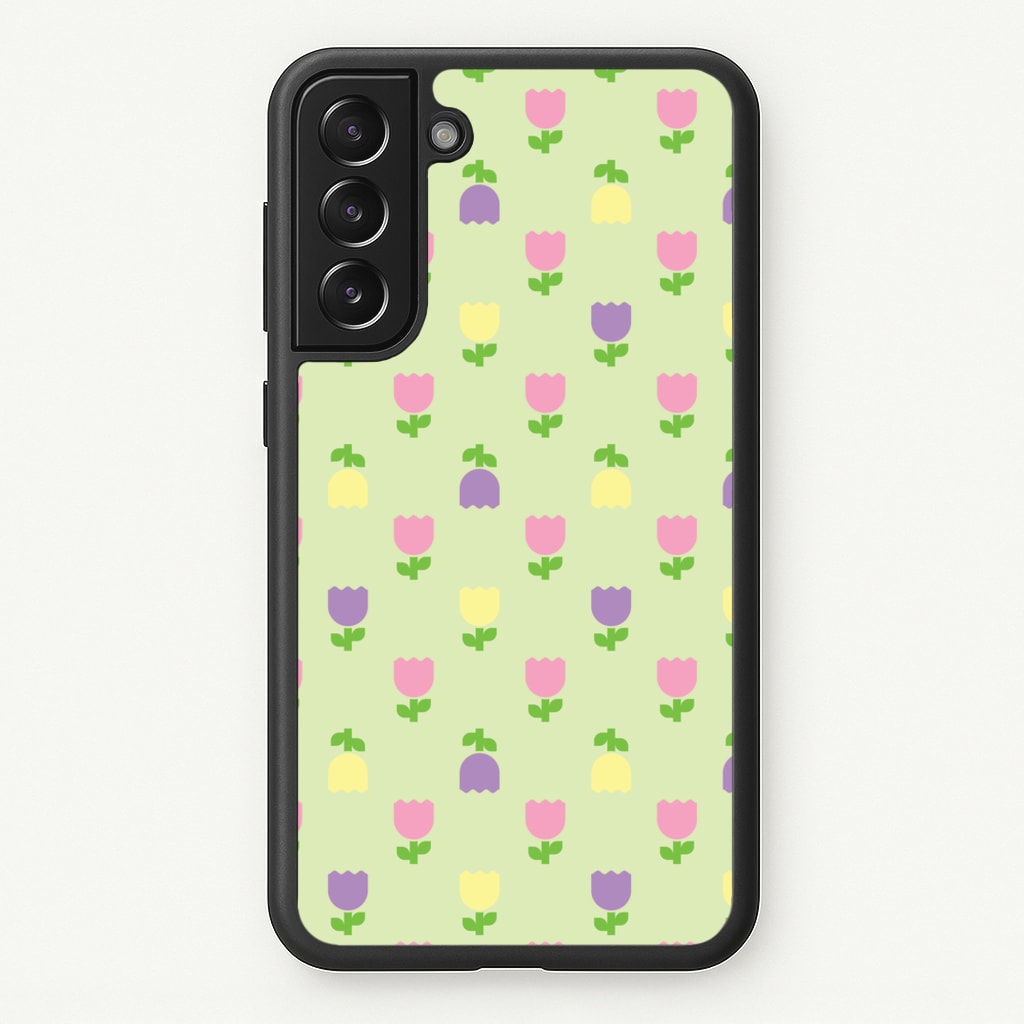 Pastel Tulips Pattern - Easter Phone Case for Galaxy S21 Plus