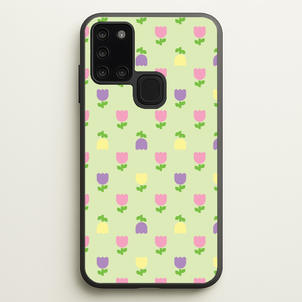 Pastel Tulips Pattern - Easter Phone Case for Galaxy A21s
