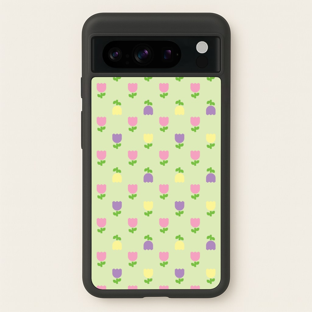 Pastel Tulips Pattern - Easter Phone Case for Google Pixel 8 Pro