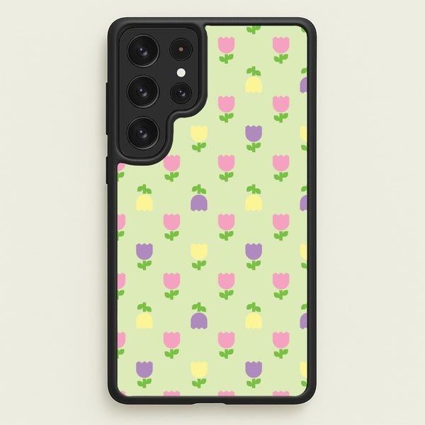 Pastel Tulips Pattern - Easter Phone Case for Galaxy S23 Ultra