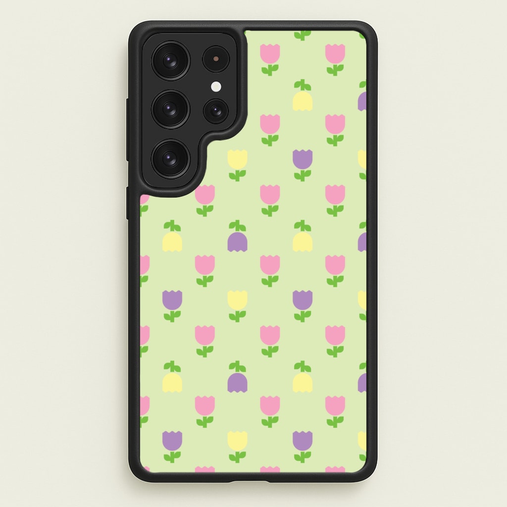 Pastel Tulips Pattern - Easter Phone Case for Galaxy S22 Ultra