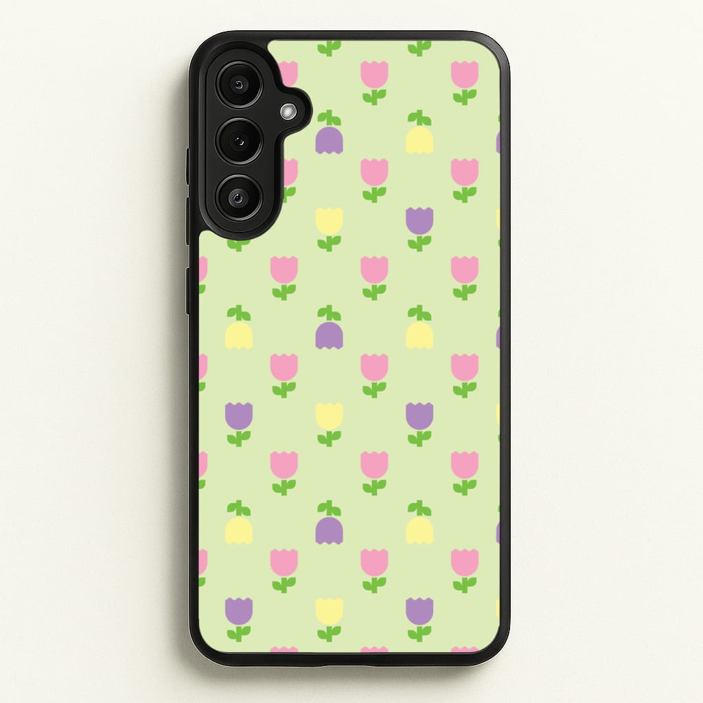Pastel Tulips Pattern - Easter Phone Case for Galaxy A34