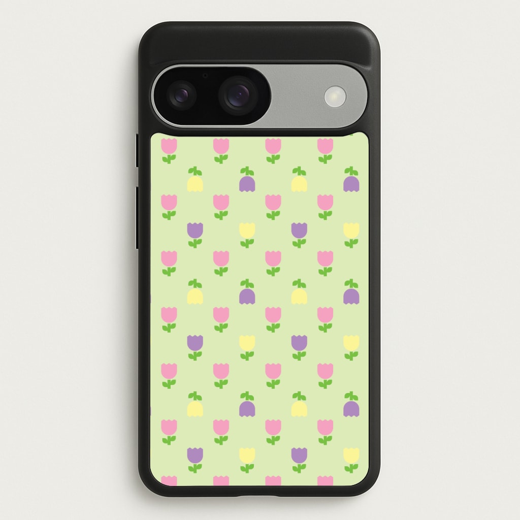 Pastel Tulips Pattern - Easter Phone Case for Google Pixel 9 / 9 Pro
