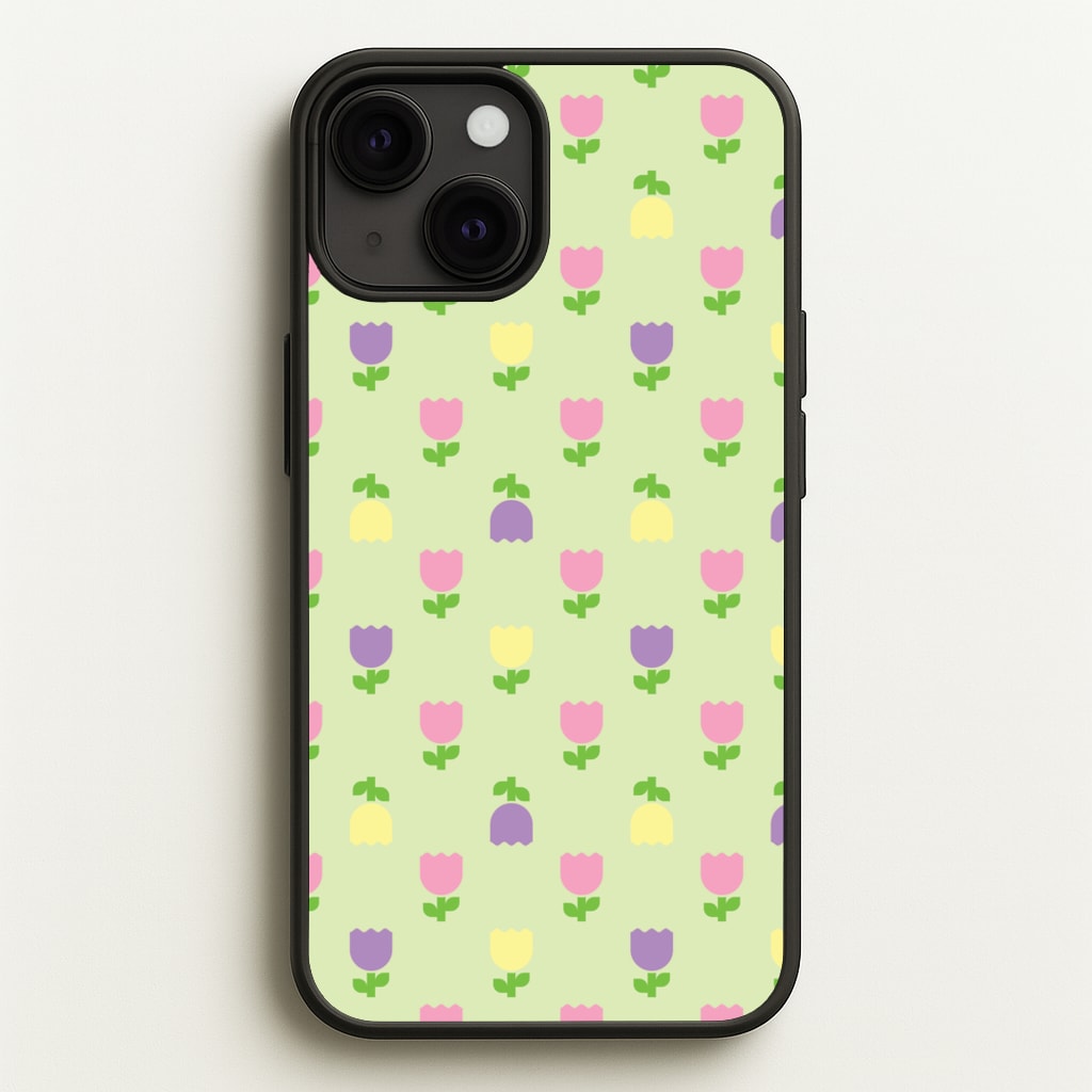 Pastel Tulips Pattern - Easter Phone Case for iPhone 13 Mini