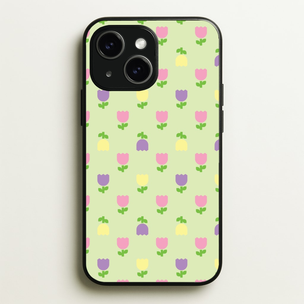 Pastel Tulips Pattern - Easter Phone Case for iPhone 14
