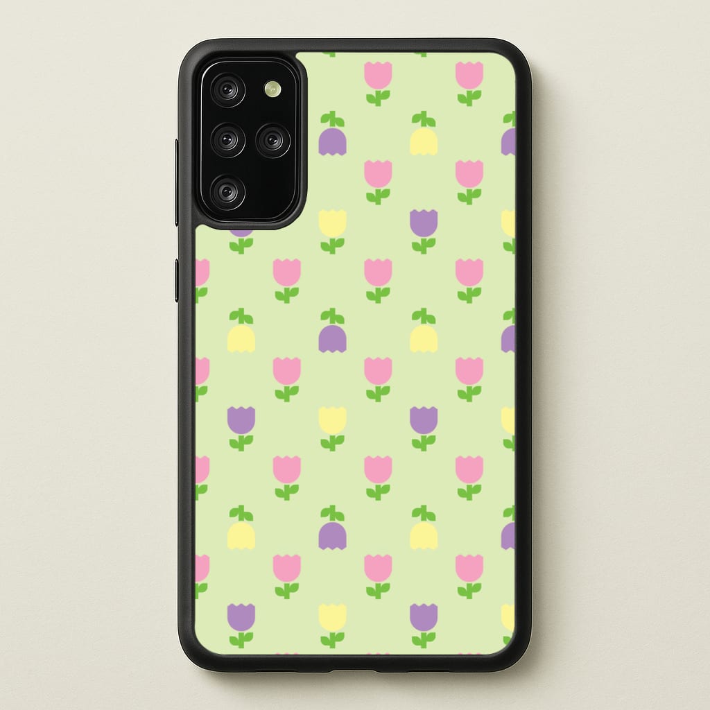 Pastel Tulips Pattern - Easter Phone Case for Galaxy S20 Plus