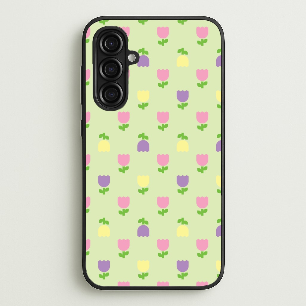 Pastel Tulips Pattern - Easter Phone Case for Galaxy A16