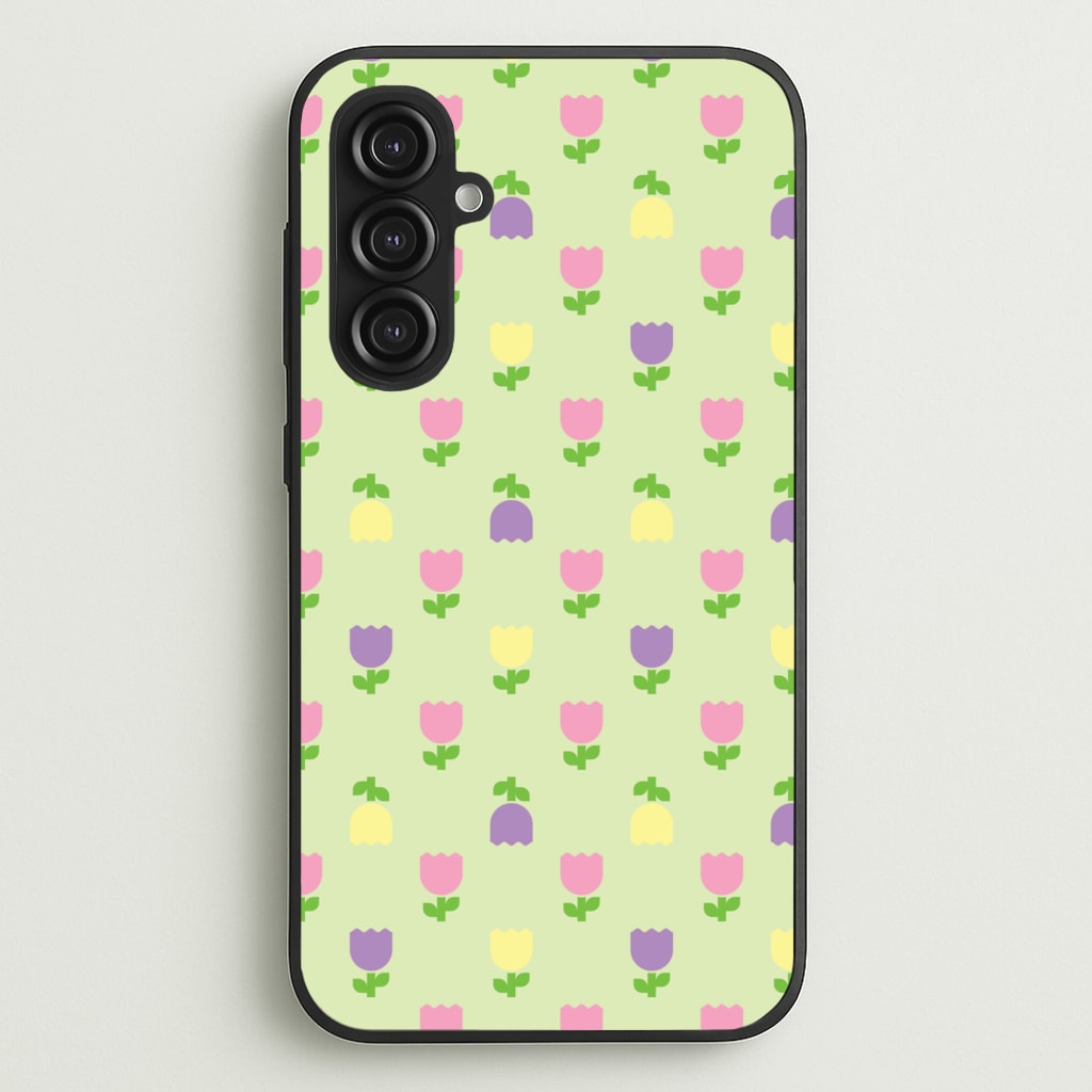 Pastel Tulips Pattern - Easter Phone Case for Galaxy S23FE