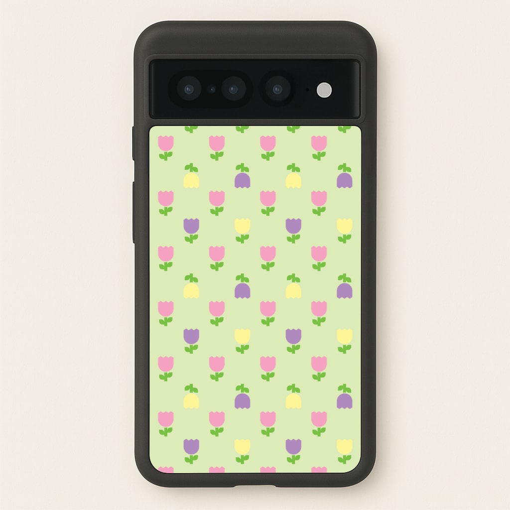 Pastel Tulips Pattern - Easter Phone Case for Google Pixel 7 Pro