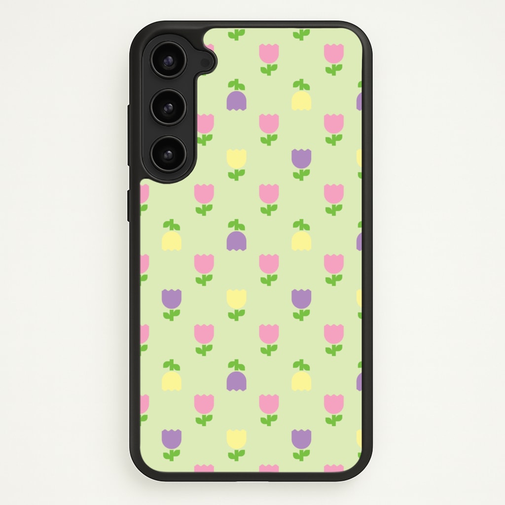 Pastel Tulips Pattern - Easter Phone Case for Galaxy S23 Plus