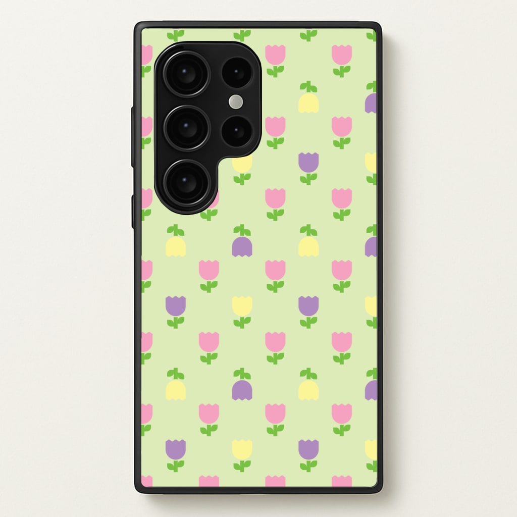 Pastel Tulips Pattern - Easter Phone Case for Galaxy S24 Ultra