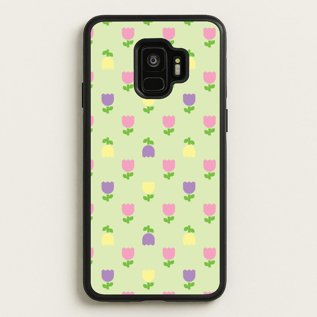 Pastel Tulips Pattern - Easter Phone Case for Galaxy S9