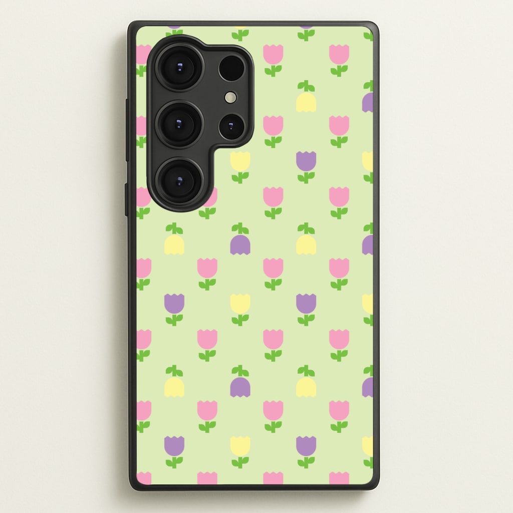 Pastel Tulips Pattern - Easter Phone Case for Galaxy S25 Ultra