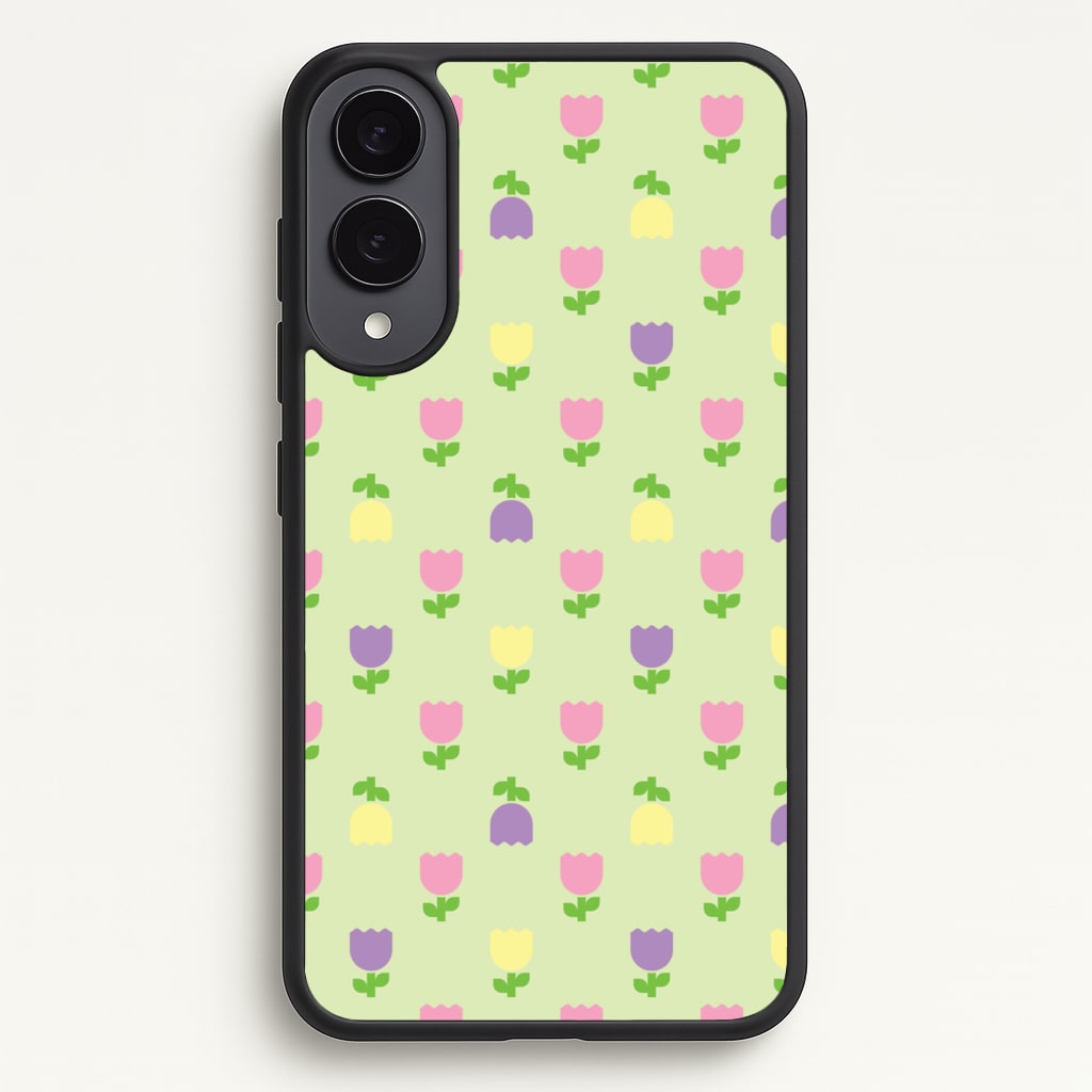 Pastel Tulips Pattern - Easter Phone Case for Galaxy S25 Edge