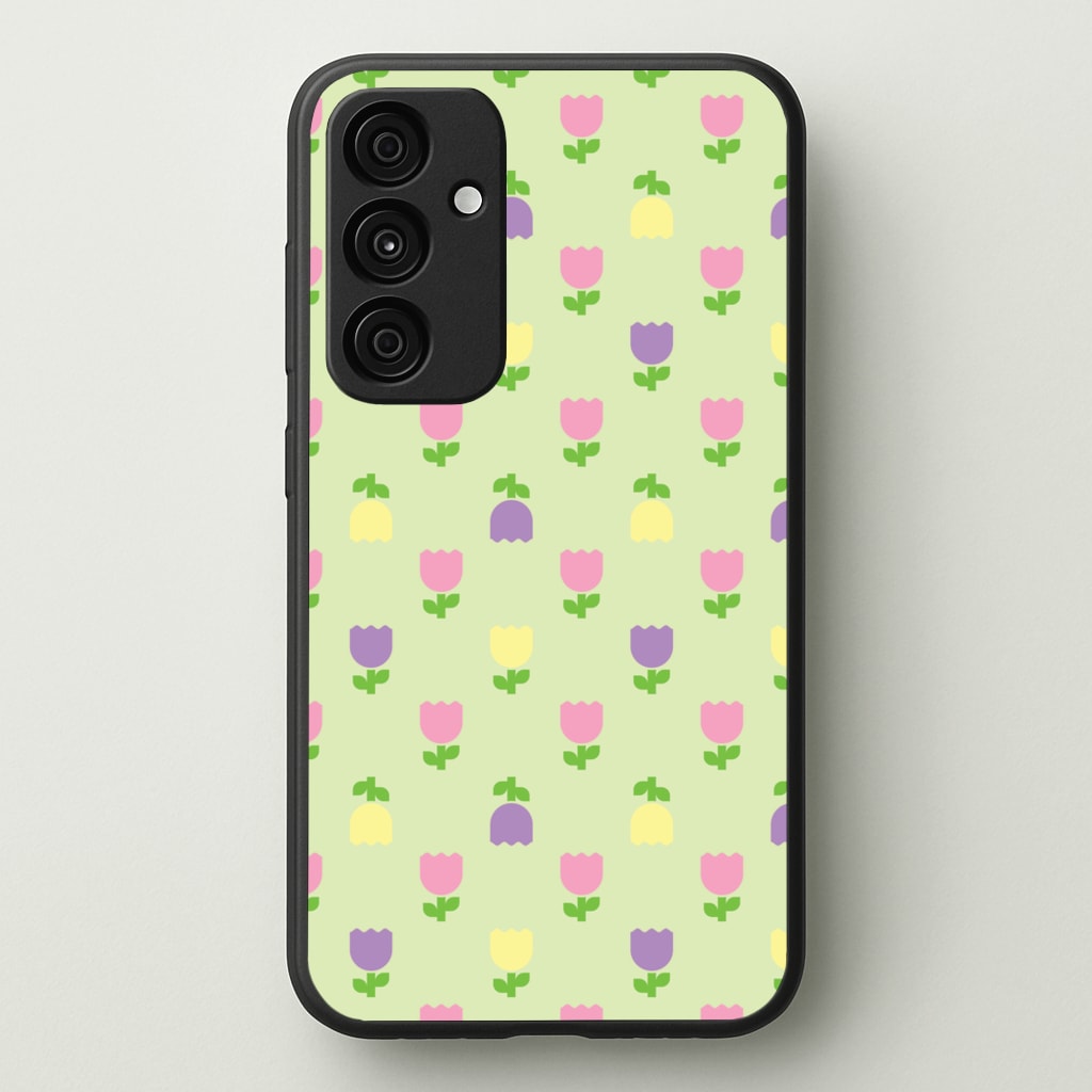 Pastel Tulips Pattern - Easter Phone Case for Galaxy A35