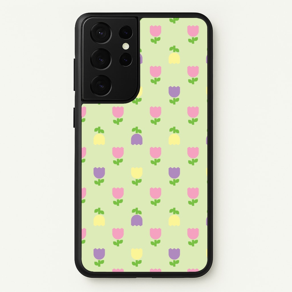 Pastel Tulips Pattern - Easter Phone Case for Galaxy S21 Ultra