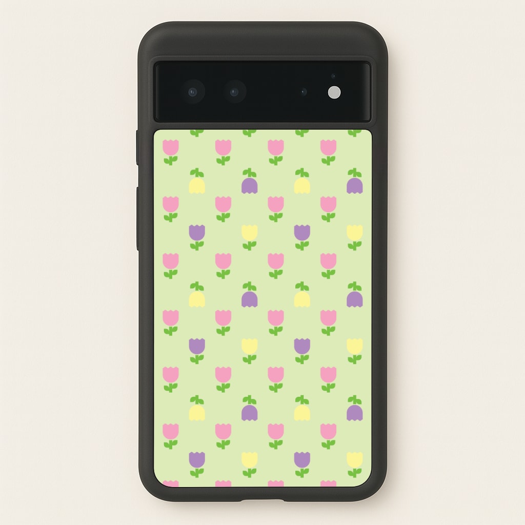 Pastel Tulips Pattern - Easter Phone Case for Google Pixel 6