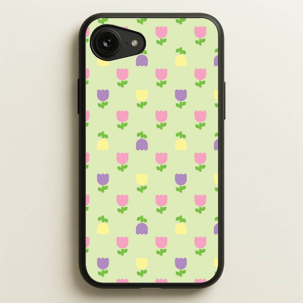 Pastel Tulips Pattern - Easter Phone Case for iPhone 16e
