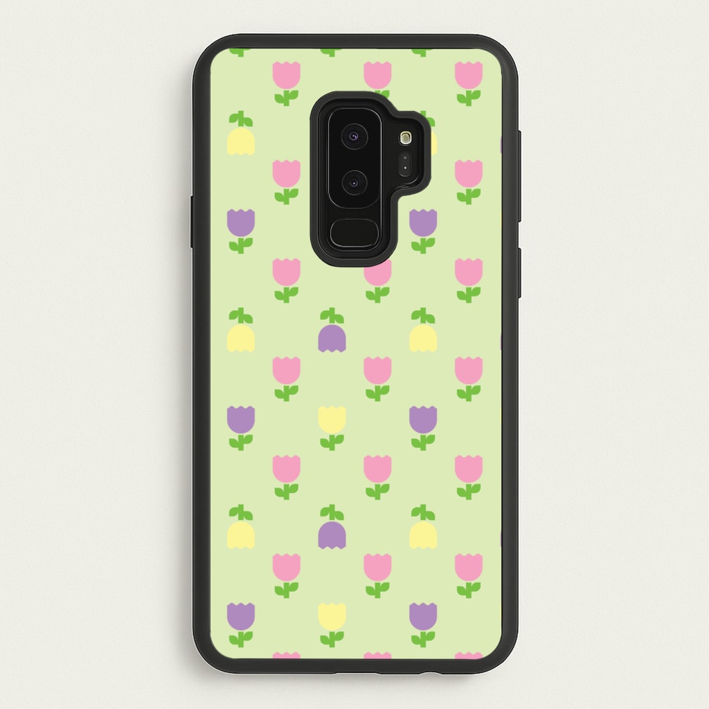 Pastel Tulips Pattern - Easter Phone Case for Galaxy S9 Plus