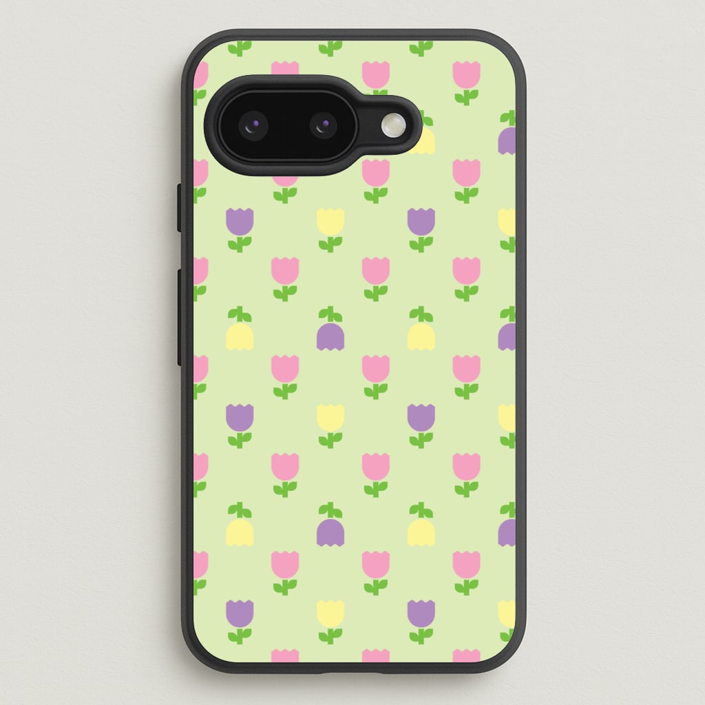 Pastel Tulips Pattern - Easter Phone Case for Google Pixel 9a