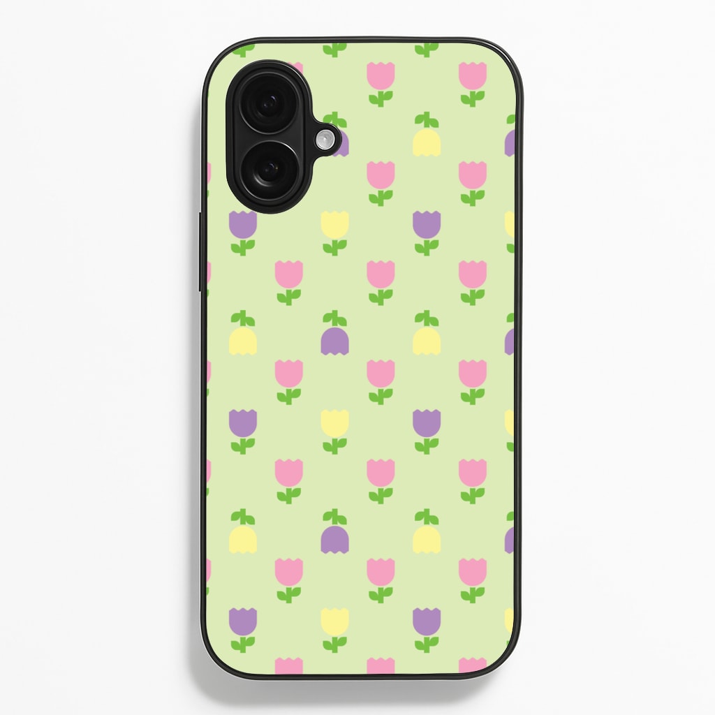 Pastel Tulips Pattern - Easter Phone Case for iPhone 16 Plus