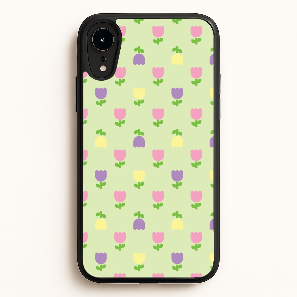 Pastel Tulips Pattern - Easter Phone Case for iPhone XR