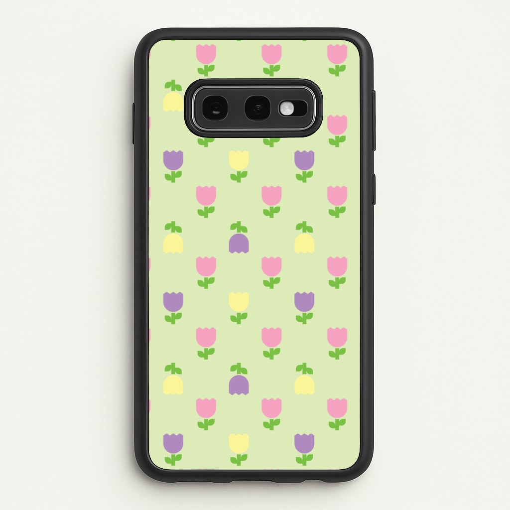 Pastel Tulips Pattern - Easter Phone Case for Galaxy S10e