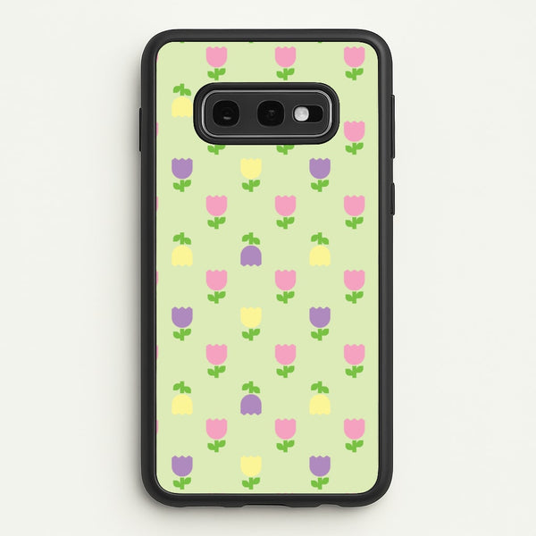 Pastel Tulips Pattern - Easter Phone Case for Galaxy S10e