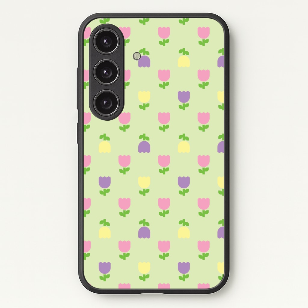Pastel Tulips Pattern - Easter Phone Case for Galaxy S24