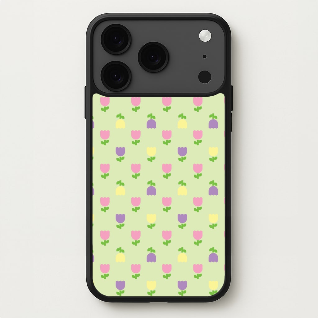 Pastel Tulips Pattern Phone Case for iPhone 17 Pro Max