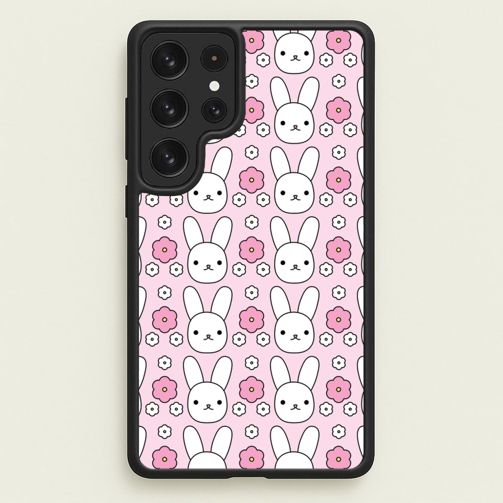 Bunnies And Flowers Pattern - Easter Phone Case for Galaxy S23 Ultra