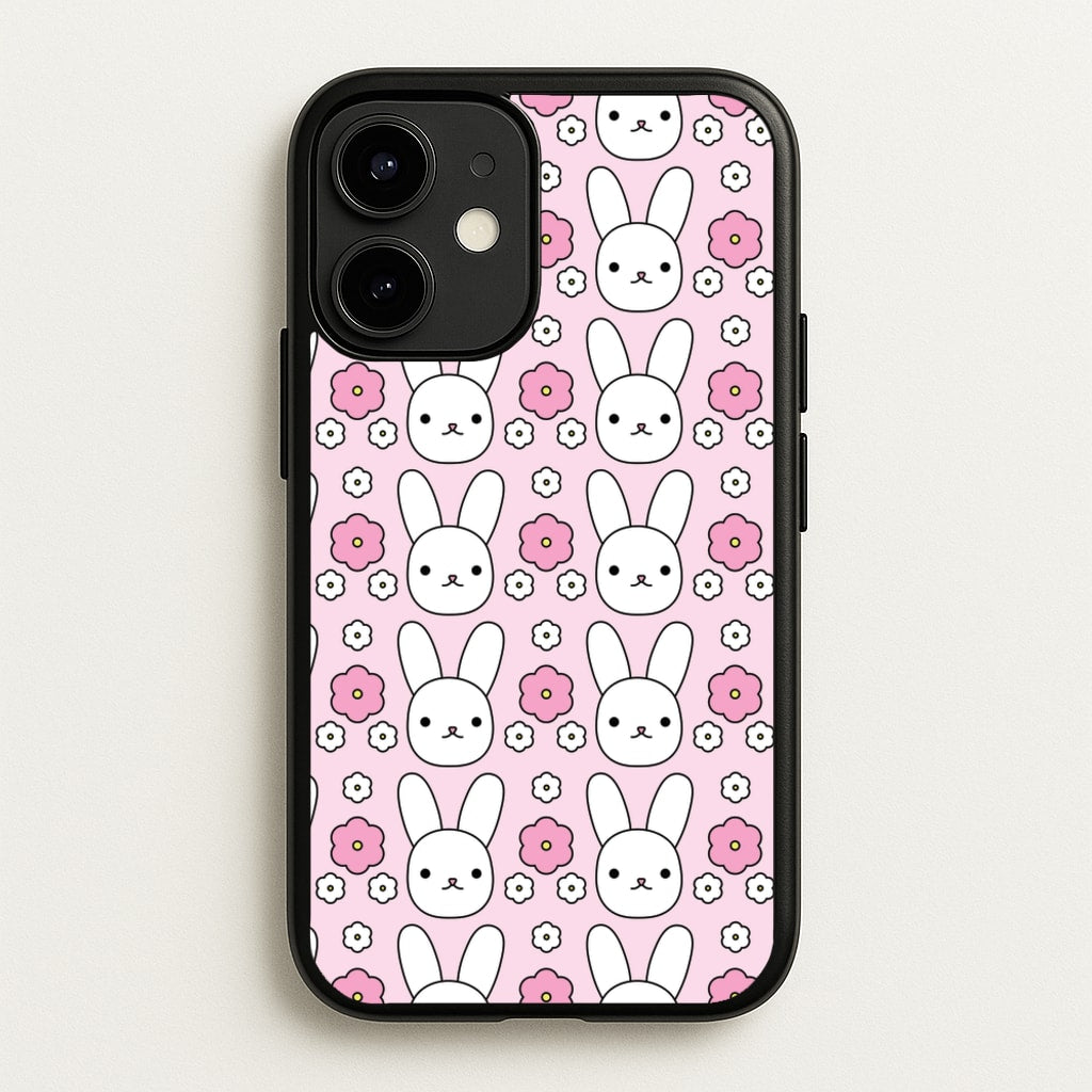 Bunnies And Flowers Pattern - Easter Phone Case for iPhone 12 Mini