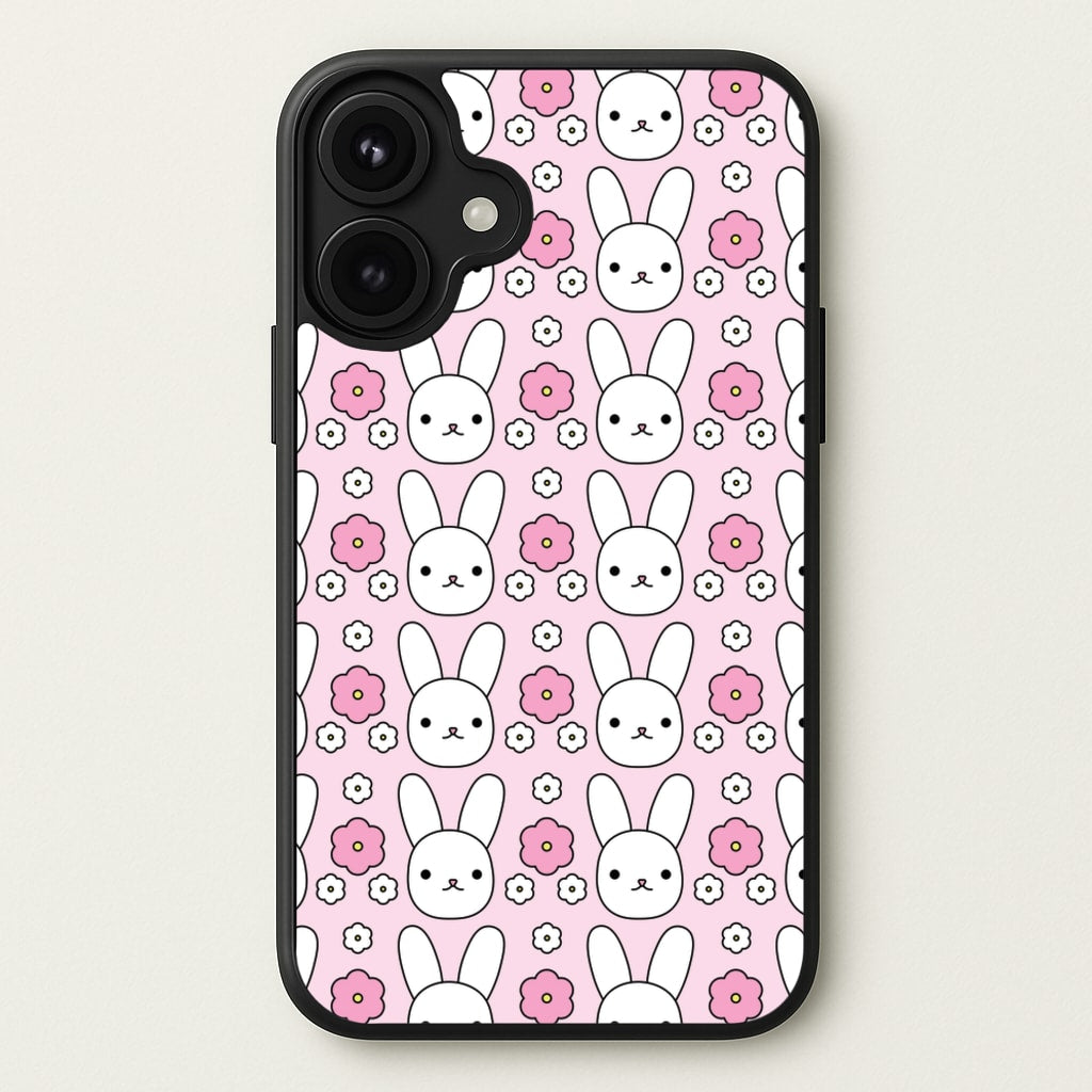 Bunnies And Flowers Pattern Phone Case for iPhone 17