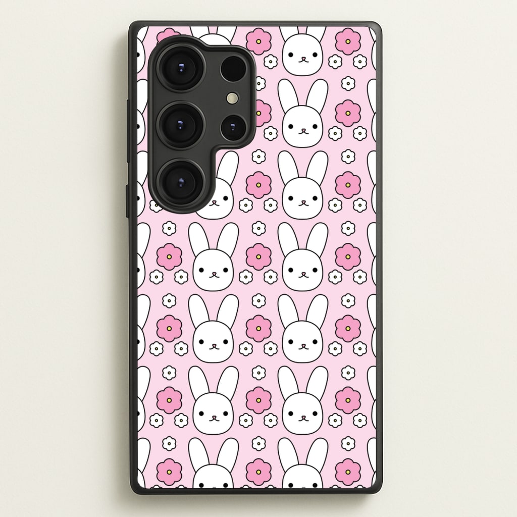 Bunnies And Flowers Pattern - Easter Phone Case for Galaxy S25 Ultra