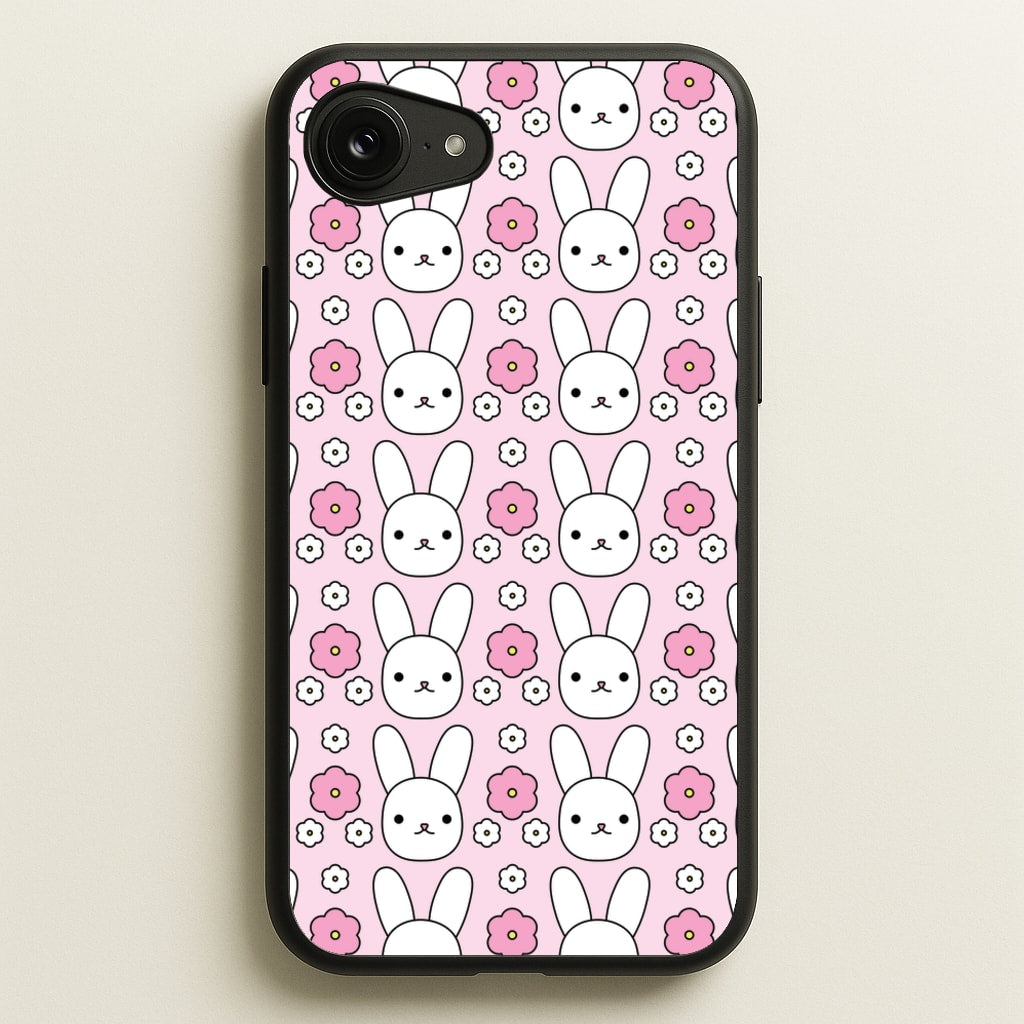 Bunnies And Flowers Pattern - Easter Phone Case for iPhone 16e