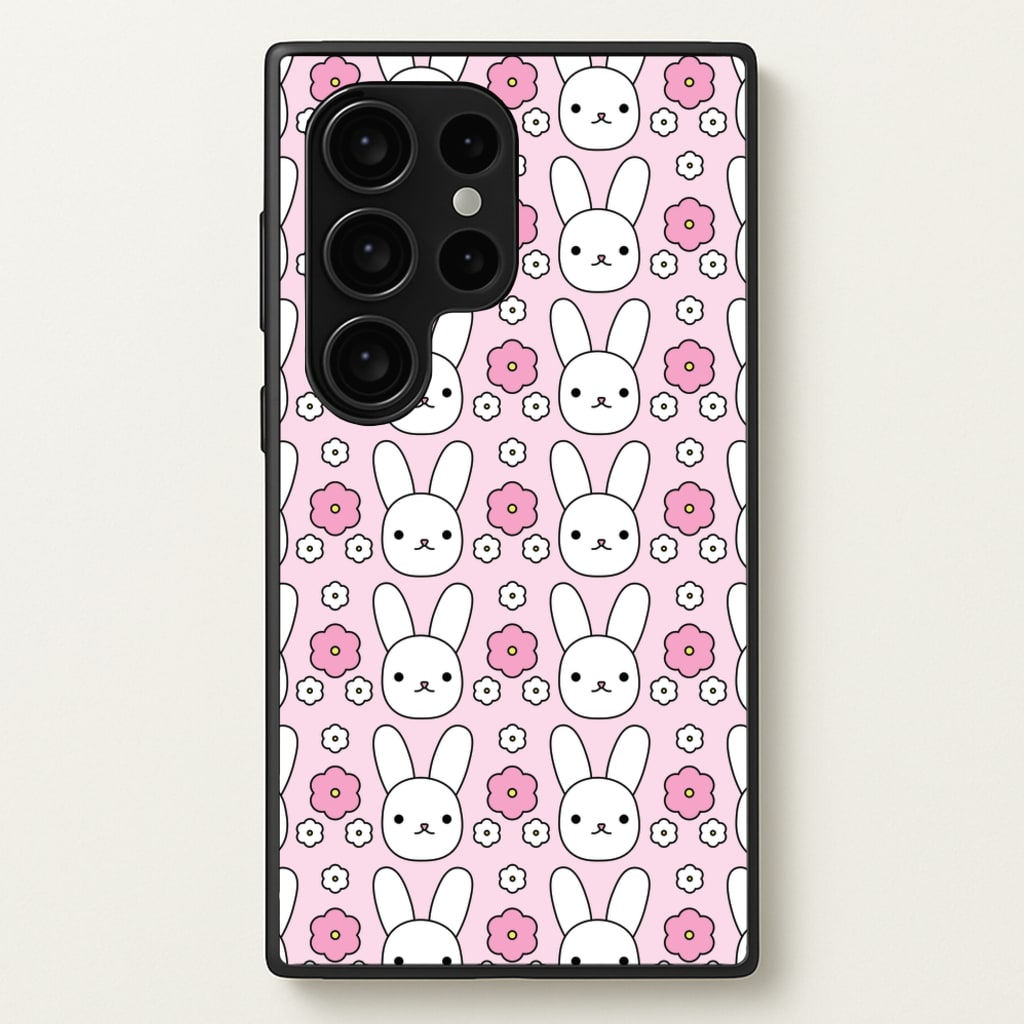Bunnies And Flowers Pattern - Easter Phone Case for Galaxy S24 Ultra
